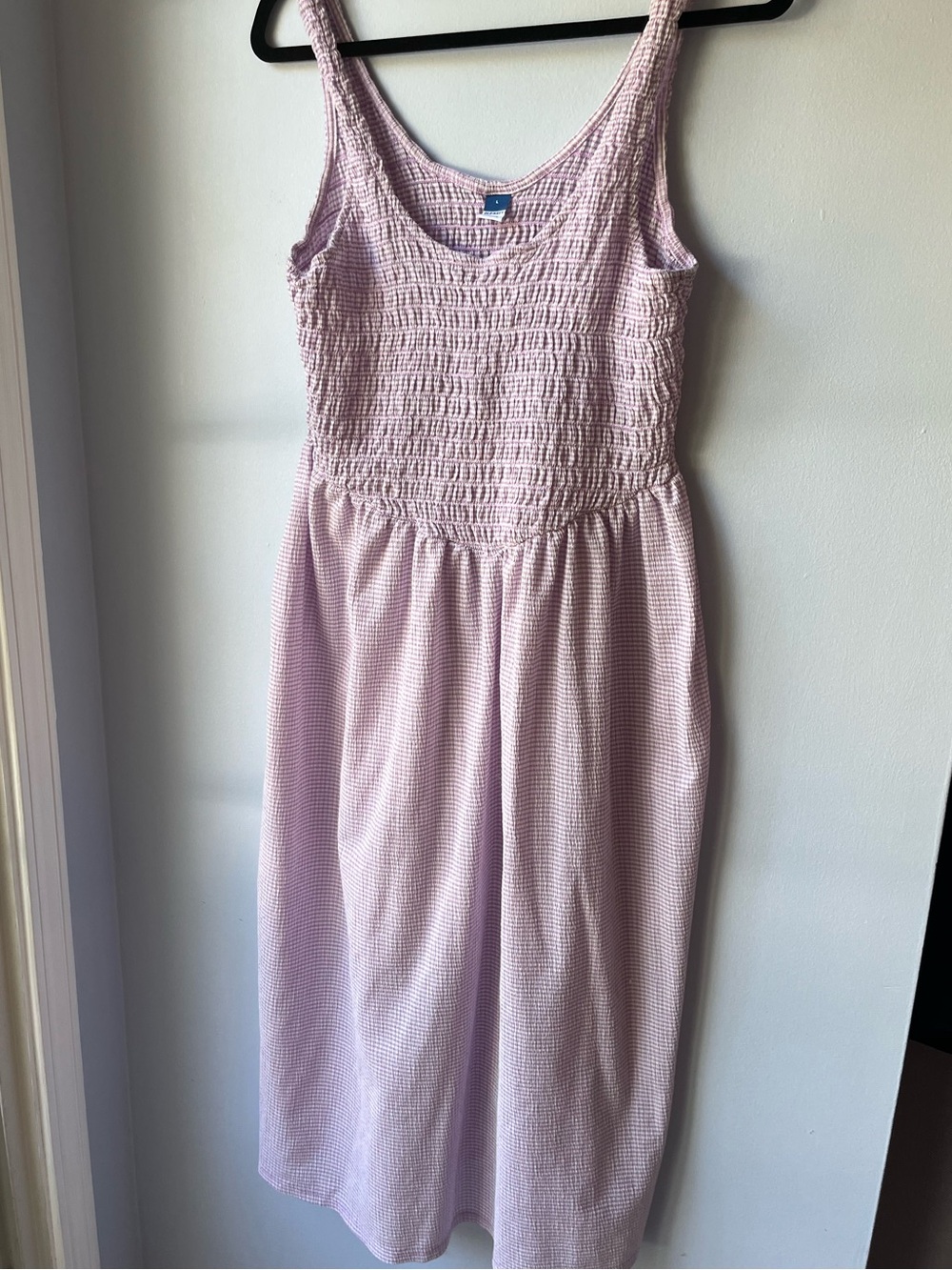 Smocked-Bodice Midi Dress | Old Navy Large | Lavender, lightweight, Sleeveless
